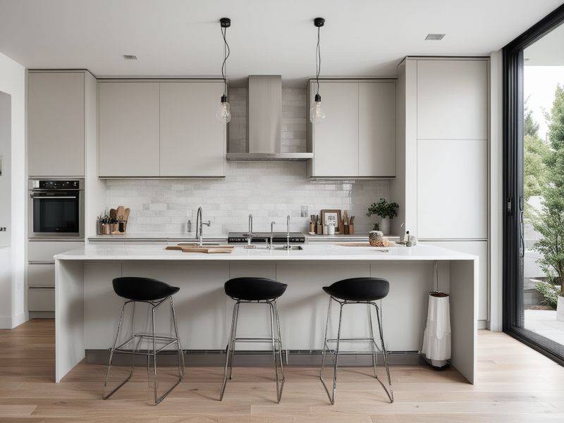 Minimalist kitchen with clean lines and neutral colors